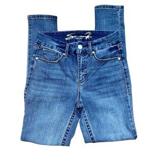 Seven 7 Womens Metro Mid Rise Skinny Jeans Medium Wash Size 6 Distressed